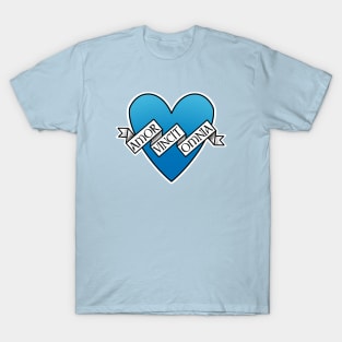 amor vincit amnia blue heart T-Shirt